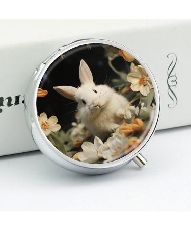 Pill Box Organizer - 3 Compartment Travel Pill Case | White Rabbit & Lilies | Portable Medicine Holder for Purse & Pocket | Perfect for Travel - Buy Online on GoSupps.com
