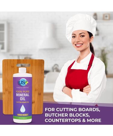 32oz US+ 100% Pure Mineral Oil - Food-Grade Cutting Board Oil for Butcher Blocks, Countertops & More - Buy Online on GoSupps.com
