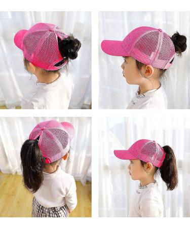 Kids Girls Glitter Mesh Baseball Cap Set | 4-Piece Trucker Dad Sun Visor Hats - Buy Online on GoSupps.com