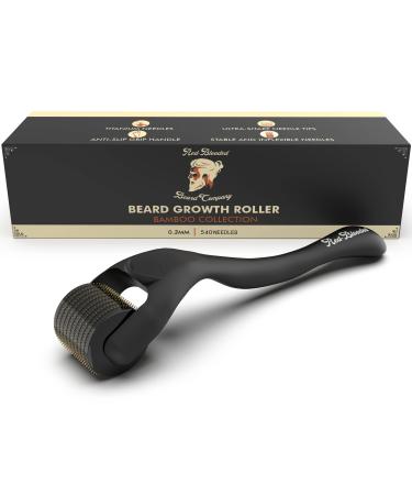 Red-Blooded Beard Growth Roller | 540 0.3MM Titanium Needles | Derma Roller for Men | Matte Black Beard Roller | Stimulate Beard and Hair Growth | Microneedle Roller