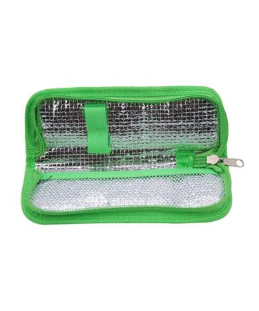 Insulin Bag Portable Insulin Cooler Bag Diabetic Patient Organizer Travel Insulated Case Well-Organized Small Bag (7.87 * 2.36 * 1.18inch) (Green)