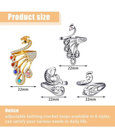 Yarn Guide Finger Holder Set - Adjustable Knitting Crochet Loop Rings with 6 Metal and Plastic Guides - Crafting Tools for Knitting, Quilting, Sewing - Buy Online on GoSupps.com