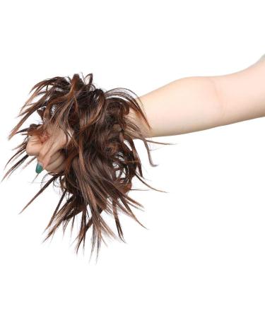 Synthetic Messy Hair Bun Chignon Extension - Wavy Updo Scrunchy in Light Auburn/Brown - Buy Online on GoSupps.com