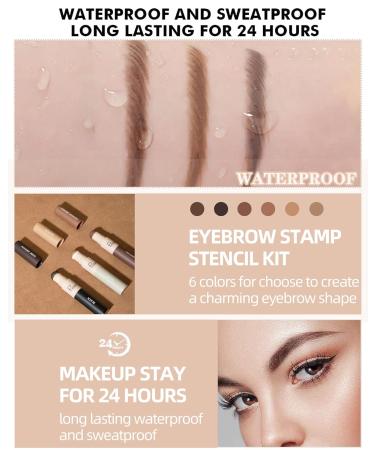 Eyebrow Stamp Stencil Kit - Waterproof One-Step Brow Makeup Set with 24 Stencils Gel Brush & Razor | Long Lasting Medium Brown & Brown Colors - Buy Online on GoSupps.com