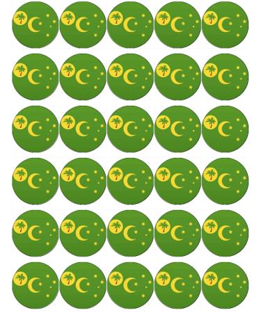 30 Cocos (Keeling) Islands Flags Cupcake Toppers Edible Wafer Paper Fairy Cake Toppers Birthday Cake Decorations
