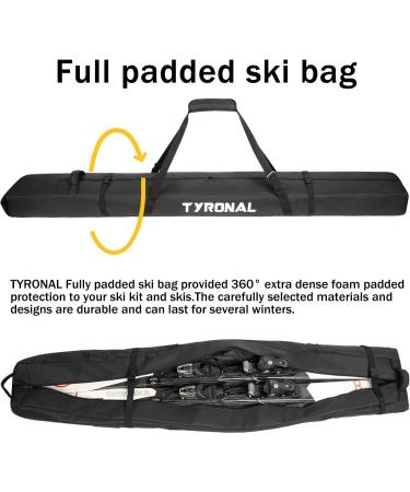 TYRONAL Padded Ski Bag for Air Travel Single Ski Carry Bag With Adjustable Longth for Skis Up to 200cm Full Padded Ski Travel Bag for Ski Clothes Snow Gear Poles and Accessories. Blk - Buy Online on GoSupps.com