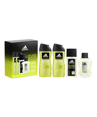 adidas Pure Game 4 Piece Gift Set Notes of Grapefruit Lavender and Sandalwood Men's Fragrance Long Lasting Sporty Fragrance Cedar Mint Peppermint 22.7 Fl Oz (Pack of 1)