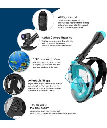 Jwintee Full Face Snorkel Mask | 180 Panoramic View for Kids and Adults | Camera Mount | Anti-Leak & Anti-Fog | Safe Breathing | Green/Black Medium - Buy Online on GoSupps.com