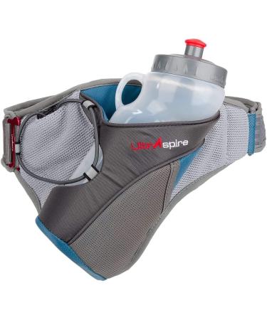 Ultraspire Nerve Hydration Trail Running Waist Belt Pack with 20 oz Bottle - Gray/Blue (XS) - Buy Online on GoSupps.com
