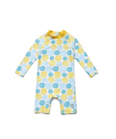 BONVERANO Baby Girls Swimsuit Toddler Bathing Suit Long-Sleeve Zipper One Piece Swimwear with UPF 50+ Sun Protection 18-24 Months Lemon