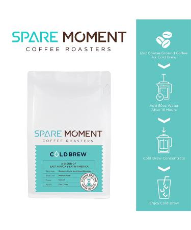 Spare Moment Cold Brew Coarse Ground Coffee Bean - 2019 1st Place Winner - Medium Roast Cold Brew Blend, 100% Arabica - 12oz Bag - Brooklyn Small Batch Roast - Buy Online on GoSupps.com