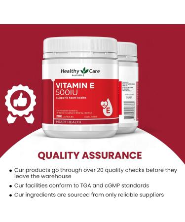 Healthy Care Vitamin E 500IU 200 Capsules - Buy Online on GoSupps.com