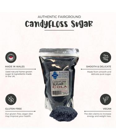 Baking Beauty and Beyond Premium Cola Flavour Floss Sugar 800g - Bulk Cotton Candy Flossing Sugar with Natural Ingredients for Every Occasion - Buy Online on GoSupps.com