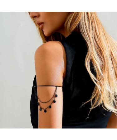 Buy Black Disc Layered Tassels Open Cuff Bangle for Women & Girls - Perfect Halloween Costume Jewelry - Buy Online on GoSupps.com