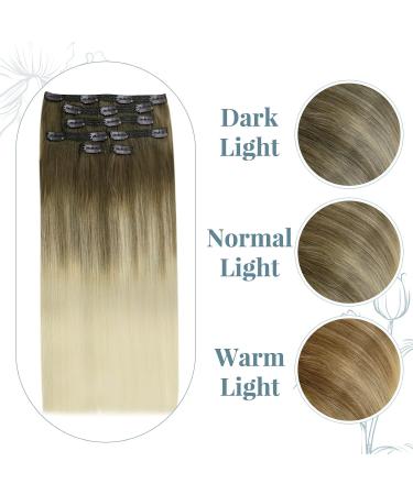 Runature Real Hair Extensions Clip - Balayage Brown Blonde 40cm Invisible 120g 7PCs - Clip-in Real Hair Extensions - Buy Online on GoSupps.com