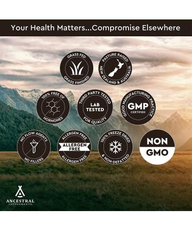 Ancestral Supplements Grass Fed Beef Heart CoQ10 - Heart & Mitochondrial Health, Blood Pressure Support - 180 Capsules - Buy Online on GoSupps.com