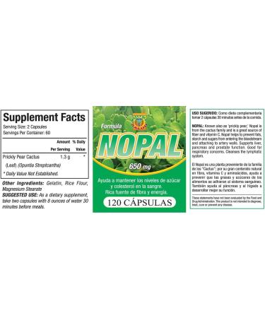 Nopal Capsule Set - 2 Jars x 120 Capsules. Pure & Authentic. Digestion Aid, Cholesterol Reduction, Colon Cleanse - Nutrisalud Products - Buy Online on GoSupps.com