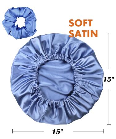 XL Large Light Blue Silk Satin Bonnet for Braids - Protect and Preserve Your Hair's Style - Buy Online on GoSupps.com