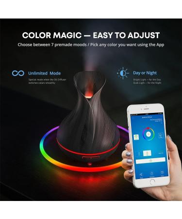 Smart Alexa Aroma Diffuser - 500ml WiFi Essential Oil Humidifier with App & Voice Control 7-Color LED Schedule Timer Auto-Off BPA Free Wood Grain - Buy Online on GoSupps.com