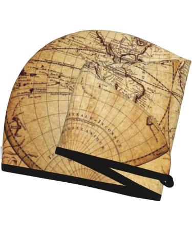 Vintage World Map Microfiber Hair Towel | Soft Super Absorbent Coral Velvet Wrap for Long Curly & Thick Hair - Quick Dry Solution for Women - Buy Online on GoSupps.com