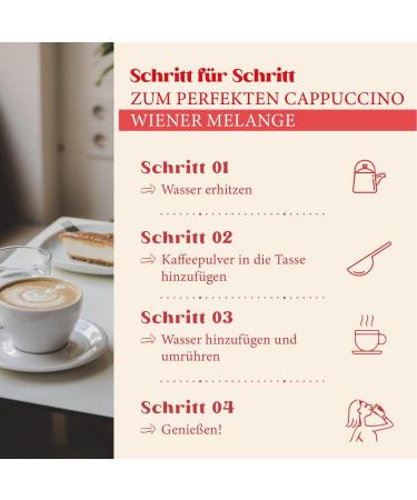 HEARTS Cappuccino Wiener Melange Pack of 5 x 1 kg cans of instant Wiener Art coffee powder soluble milky creamy sufficient for 400 cups - Buy Online on GoSupps.com