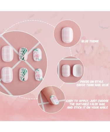 120 Pieces Girls Press-On Fake Nails | Full Cover Short Artificial Nail Tips for Kids | Flamingo Nail Art Decoration - Buy Online on GoSupps.com
