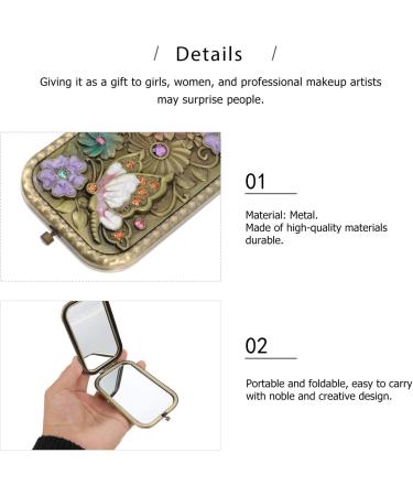 Lurrose Double Sided Vintage Handheld Makeup Mirror - Metal Cosmetic Mirror for Women - Buy Online on GoSupps.com