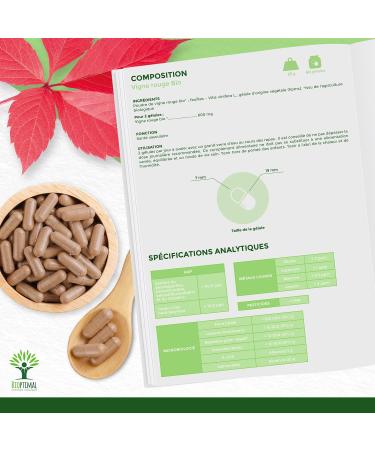 Vigne rouge Bio - Compl ment alimentaire Bioptimal - Jambes Lourdes Peau Saine Circulation Sanguine H morro des - 300 mg de Feuille de Vigne x g lule - Made in France - Certifi Ecocert - 60 g lules 60 unit (Lot de 1) - Buy Online on GoSupps.com