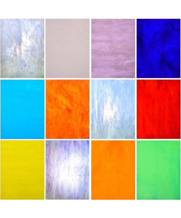 NUODITOS 12 Sheets Mixed Transparent Stained Glass 4X6 - Cathedral Art Mosaic Tiles for Crafts - Buy Online on GoSupps.com