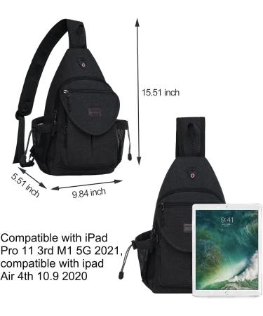 MOSISO Canvas Sling Backpack Crossbody Hiking Daypack Bag with Anti-theft Pocket - Black - Buy Online on GoSupps.com