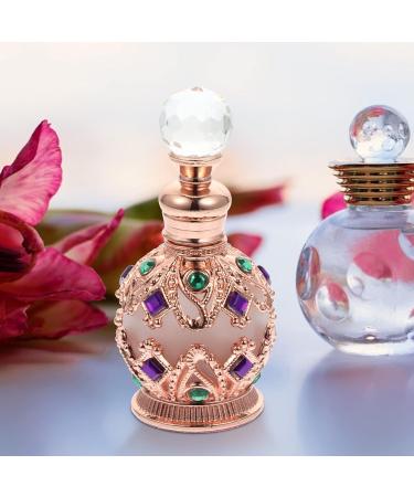 Lurrose Antique Perfume Bottle Crystal Perfume Bottle Vintage Empty Glass Perfume Bottle Refillable Essential Oil Bottle for Home Travel 15ml Rose Gold 15 ml - Buy Online on GoSupps.com