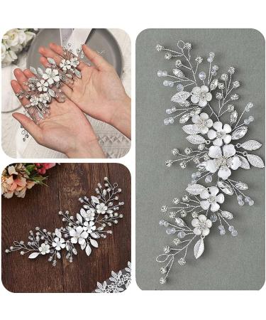Rhinestone Hair Pin Flower Bride Wedding Hair Vine Wedding Hair Accessory Decorative Party Headpiece for Bride Bridesmaid Girls - Buy Online on GoSupps.com