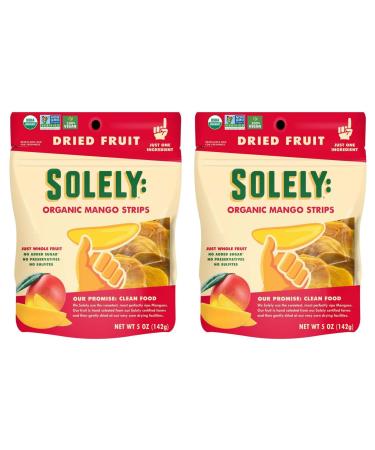 SOLELY Organic Dried Mango Strips, 5.5oz (Pack Of Two) | One Ingredient Vegan Non-GMO No Added Sugar Packaged By Independent Cuisine