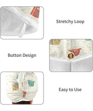 Colorful Polka Dot Gift Pattern Dry Hair Cap & Quick Drying Towel Set - Super Absorbent Soft Comfort - 2 Piece with Button Headband - Buy Online on GoSupps.com