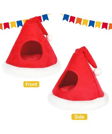 Laamei Cat Bed Christmas Tree Tent House | 2-in-1 Self-Warming Foldable Triangle Cave for Indoor Cats | Cozy Comfort with Christmas Hat Design - Buy Online on GoSupps.com