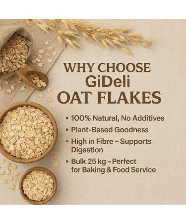  GiDeli GiDeli Oat Flakes 10 kg Delicate natural oat flakes No additives & neutral taste For porridge cereals and baking Also suitable as pet food - Buy Online on GoSupps.com
