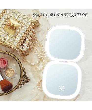 YUEARN Compact Lighted Travel Makeup Mirror - 5X Magnification, Dimmable Brightness, 3 Lighting Modes - Type-C Rechargeable - (5X White) - Buy Online on GoSupps.com