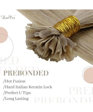 LAAVOO Bonding Extensions - Real Hair U Tips Hot Fusion 35cm Goldblond & Medium Blond Highlights - Keratin Bonded 1g/S 50g #16/22 - Buy Online on GoSupps.com