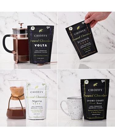 Choffy Brewed Cacao Coffee Alternative Substitute - 10 Oz Nigeria Dark Roast Flavor | Caffeine-Free Rich Chocolate Drink for Dark Chocolate Lovers - Nutrient-Rich Mood & Energy Booster | 10 Ounce Pack - Buy Online on GoSupps.com