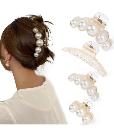 Mehayi 4 pieces large pearl hair clips for women and girls hair clip for thick thin hair fashionable hair accessories headgear styling tools for party wedding type A - Buy Online on GoSupps.com