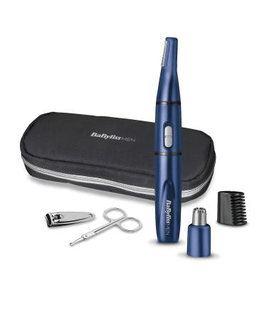 BaByliss 5-in-1 Mini Trimmer Blue Edition Nose & Ear Hair Trimmer Eyebrow Trimmer Grooming Set Travel Set 7058PE