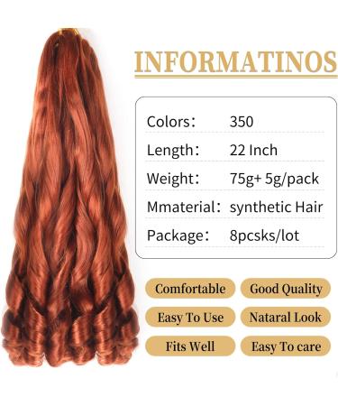 Ainimiu French Curly Braiding Hair 22 Inch 8 Packs - Pre Stretched Bouncy Braiding Hair- Loose Wavy Braiding Hair Synthetic Hair Extensions for Black Women 1 count (Pack of 8) 350# - Buy Online on GoSupps.com