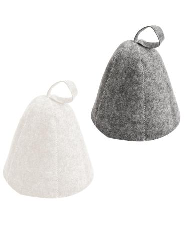 Superu 2 piece of felt sauna ideal sauna hat for women and men good quality sauna caps couple sauna accessories sauna hat sauna hut felt for a unique wellness experience (white + gray)