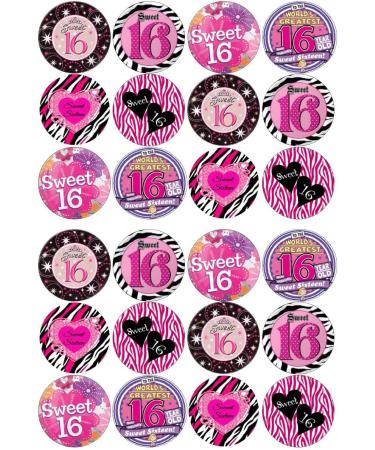 24 Girl Sweet 16 Edible Wafer Cup Cake Toppers - Buy Online on GoSupps.com