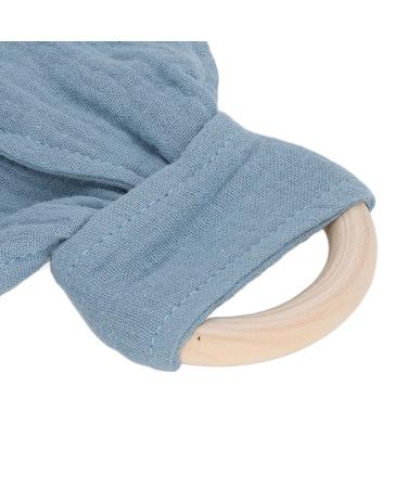 Wooden Teething Toy Ring with Colored Cotton Yarn - Blue & Black Teething Bracelet for Babies - Hand Grip Training - Buy Online on GoSupps.com