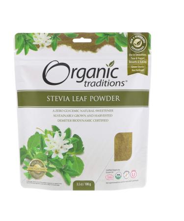 Organic Traditions - Stevia Leaf Powder 100g/3.5oz - Natural Sweetener - Low Glycemic