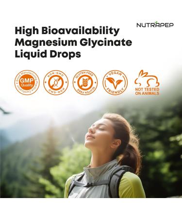 NutraPep Liquid Magnesium Glycinate Drops Supplement - 500mg Cortisol Complex with L-Theanine Ashwagandha Vitamin B6 Chamomile - Wellness Sleep Stress Mood Support for Adults Men Women - Buy Online on GoSupps.com