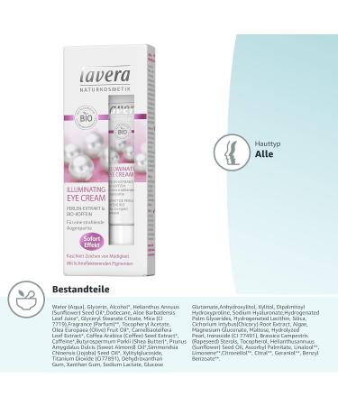 Buy Lavera Illuminating Eye Cream Perle - Organic & Vegan Facial Care with Pearl Extract - 15 ml - Buy Online on GoSupps.com