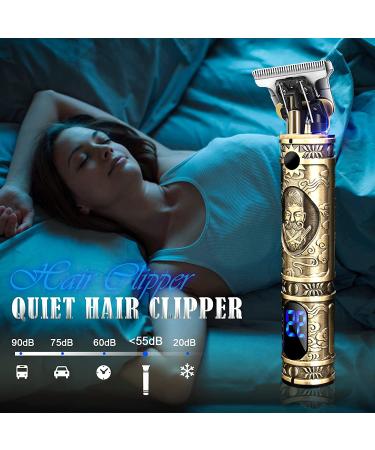 Professional Zero-Gapped T-Blade Hair Clippers for Men - Cordless Rechargeable Trimmer with LCD Display - Electric Beard & Hair Cutting Kit - Gold - Buy Online on GoSupps.com