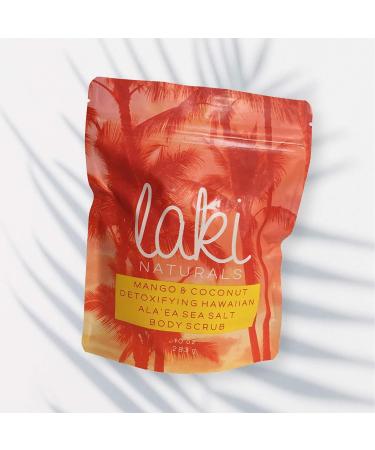 Laki Naturals Sea Salt Body Scrub | Exfoliating Dead Sea Salt & Volcanic Clay Detox Scrub - 10oz Mango & Coconut - Buy Online on GoSupps.com